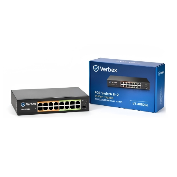 Verbex VT-4882GL Poe Switch 8+2 10-Port Gigabit - 10/100mbps Network Switch